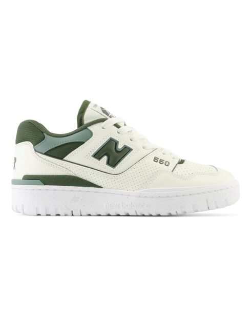 550 donkergroen/ecru leren sneakers