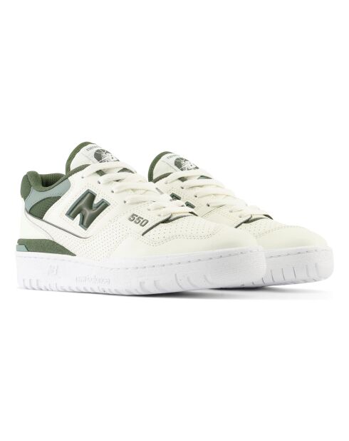 550 donkergroen/ecru leren sneakers
