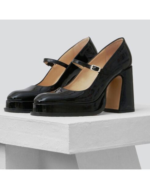Babies en Cuir Casilda noires - Talon 9.5 cm