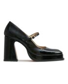 Babies en Cuir Casilda noires - Talon 9.5 cm
