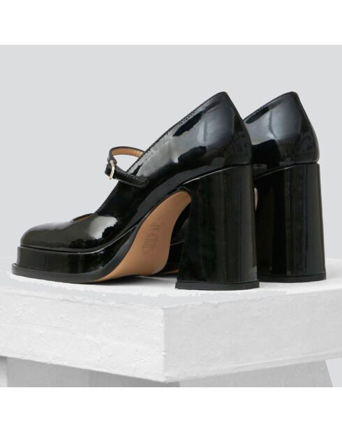 Babies en Cuir Casilda noires - Talon 9.5 cm