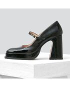 Babies en Cuir Casilda noires - Talon 9.5 cm