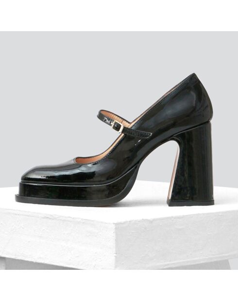 Babies en Cuir Casilda noires - Talon 9.5 cm