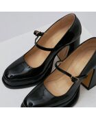 Babies en Cuir Casilda noires - Talon 9.5 cm