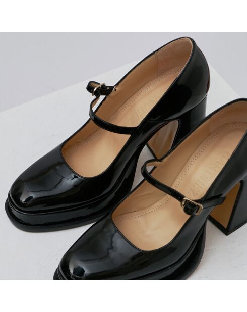 Babies en Cuir Casilda noires - Talon 9.5 cm