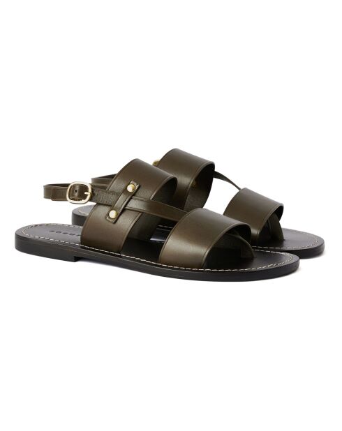 Sandales en Cuir Amazonia vert kaki