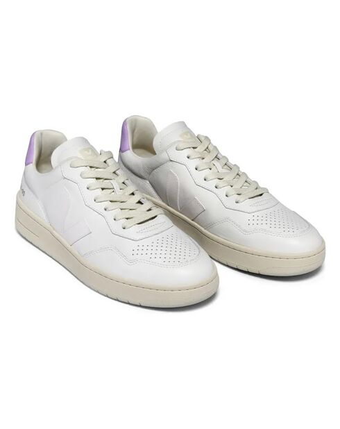 Baskets en Cuir V-90 Made in Portugal blanc/violet