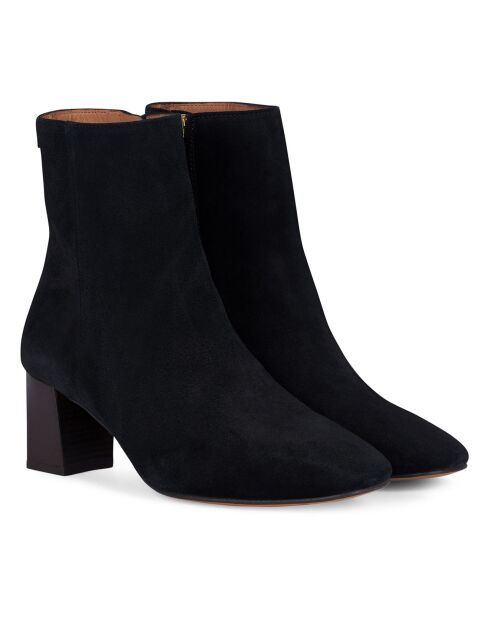 Bottines Zippées en Daim Daphné noire