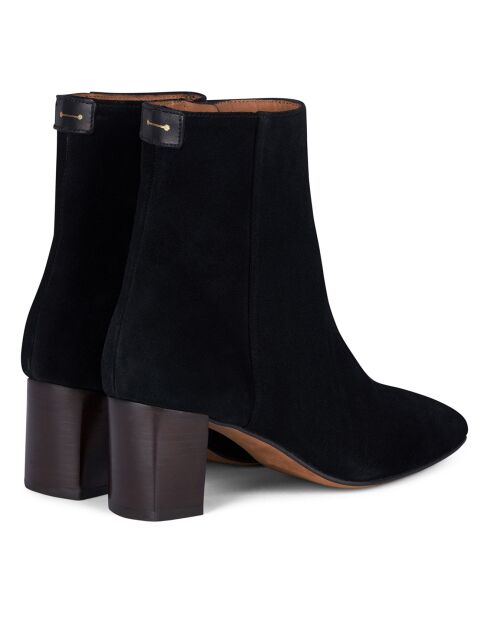 Bottines Zippées en Daim Daphné noire