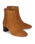 Bottines Zippées en Daim Daphné marron