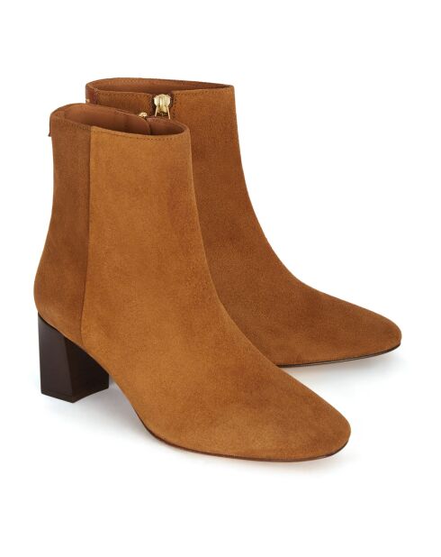 Bottines Zippées en Daim Daphné marron