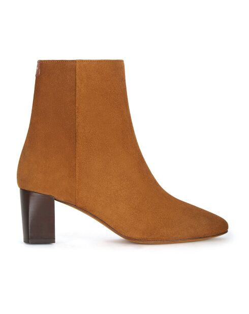 Bottines Zippées en Daim Daphné marron