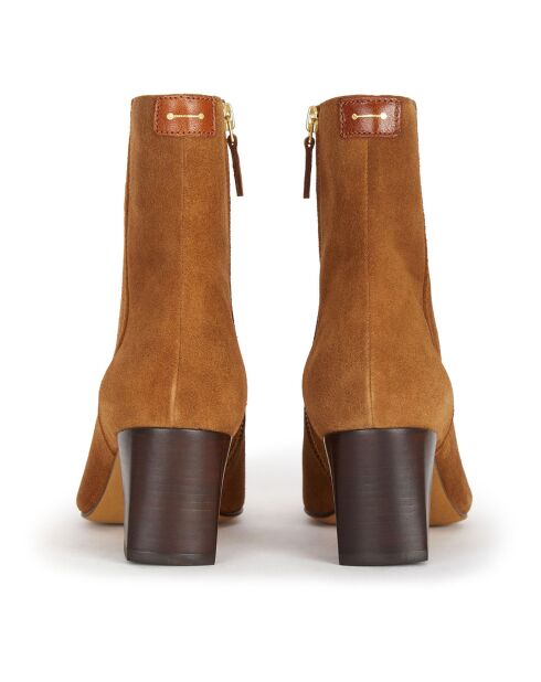 Bottines Zippées en Daim Daphné marron