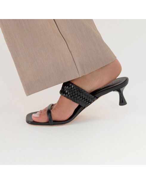 Mules en Cuir Bow noires