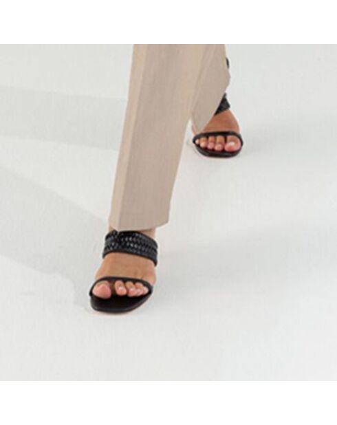 Mules en Cuir Bow noires