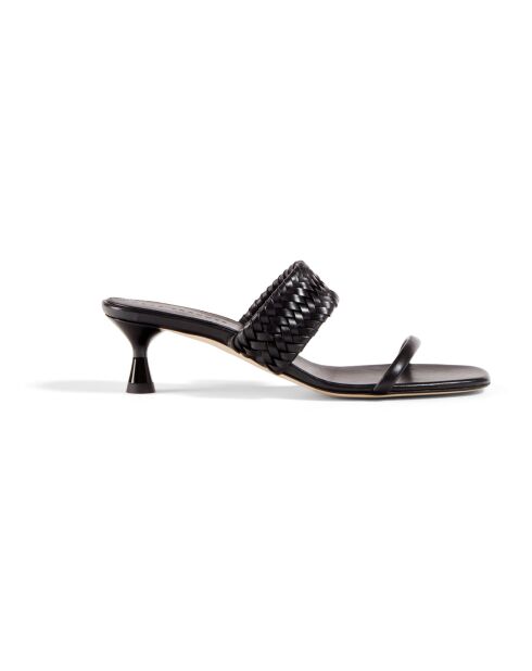 Mules en Cuir Bow noires