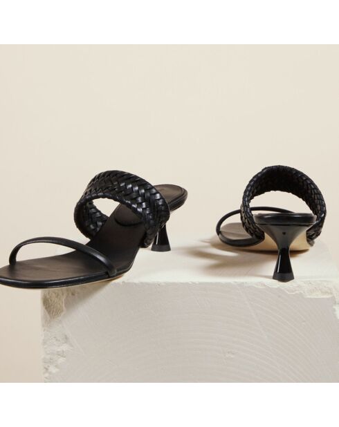 Mules en Cuir Bow noires