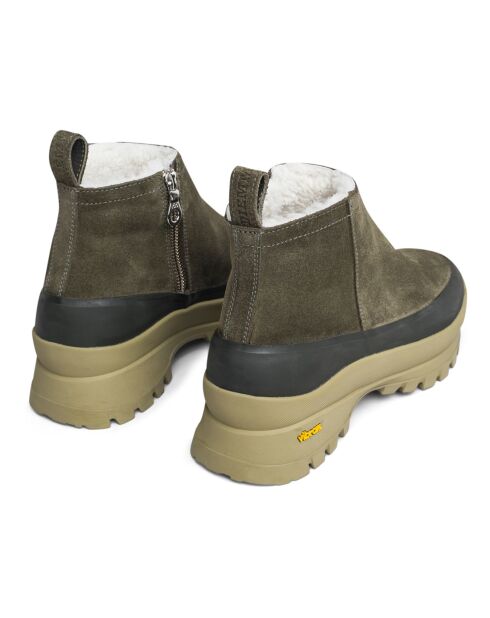 Boots en Cuir Paderno Due vert kaki