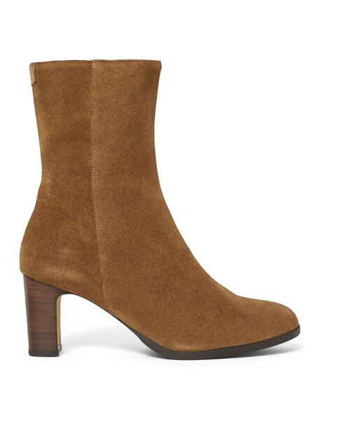 Bottines en Daim Gaea tabac - Talon 7 cm