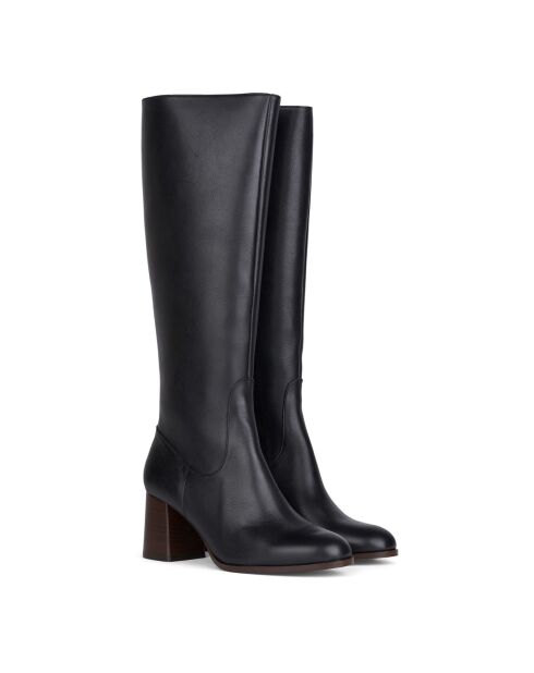 Bottes en Cuir Gemma noires - Talon 6.5 cm