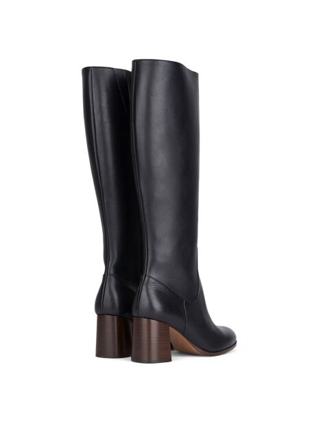 Bottes en Cuir Gemma noires - Talon 6.5 cm