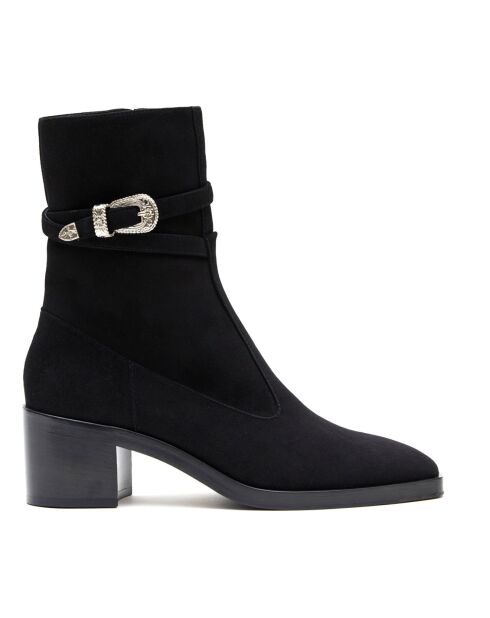 Bottines en Cuir Jodphur Buckle noires