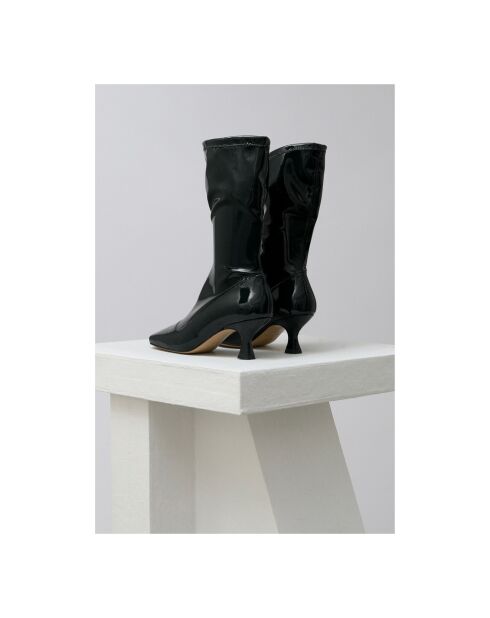 Schwarze Lederstiefel Lola