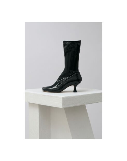 Schwarze Lederstiefel Lola