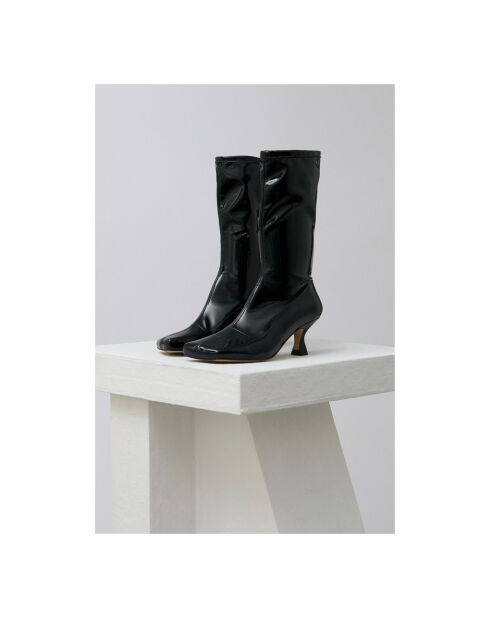 Schwarze Lederstiefel Lola