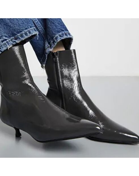 Bottines en Cuir Vernis Paula grises