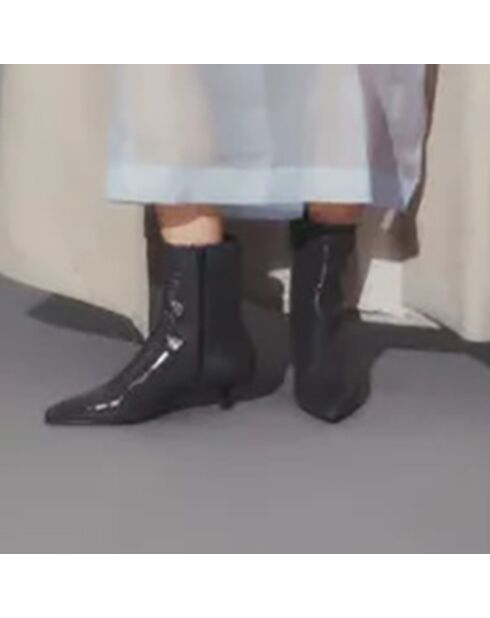 Bottines en Cuir Vernis Paula grises