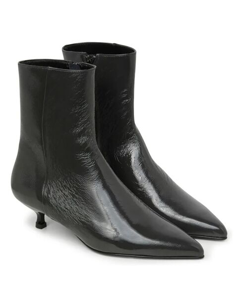 Bottines en Cuir Vernis Paula grises