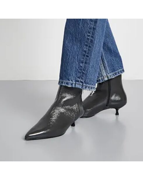 Bottines en Cuir Vernis Paula grises