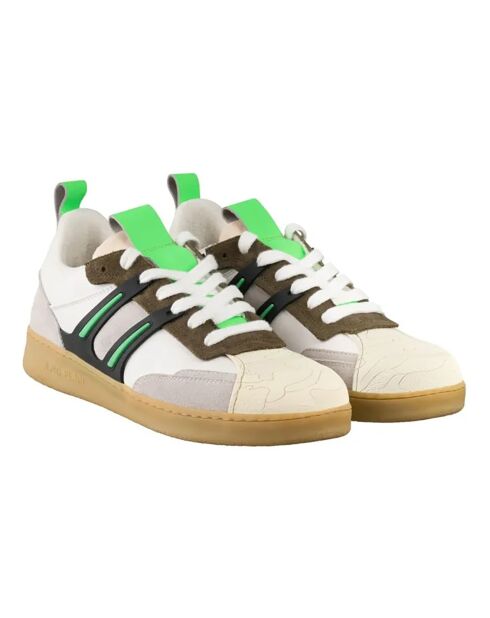 Baskets en Cuir Saint Jean Collaboration A.P.C. x Natacha Ramsay Lev blanc/marron/vert