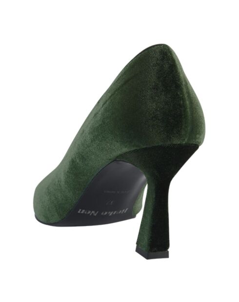 Zapatos de tacón de piel de terciopelo verde oscuro - tacón de 8 cm
