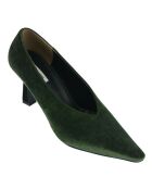 Escarpins en Velours de Cuir vert foncé - Talon 8 cm