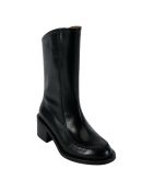 Bottes en Cuir mi-hautes noires - Talon 5.5 cm