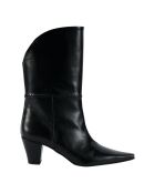 Bottes en Cuir mi-hautes à talons noires - Talon 6 cm