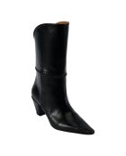 Bottes en Cuir mi-hautes à talons noires - Talon 6 cm