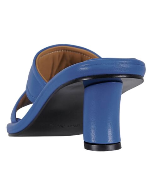 Mules en Cuir Cut-Out bleu roi - Talon 5 cm