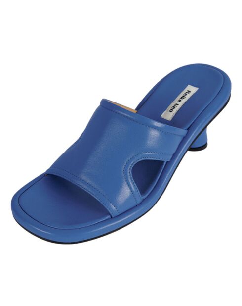 Mules en Cuir Cut-Out bleu roi - Talon 5 cm