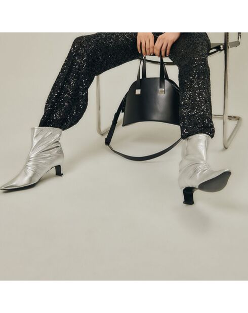 Bottines à talons en Cuir argentées