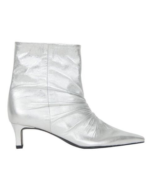 Bottines à talons en Cuir argentées