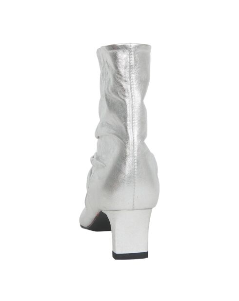 Bottines à talons en Cuir argentées