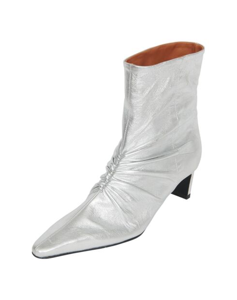 Bottines à talons en Cuir argentées
