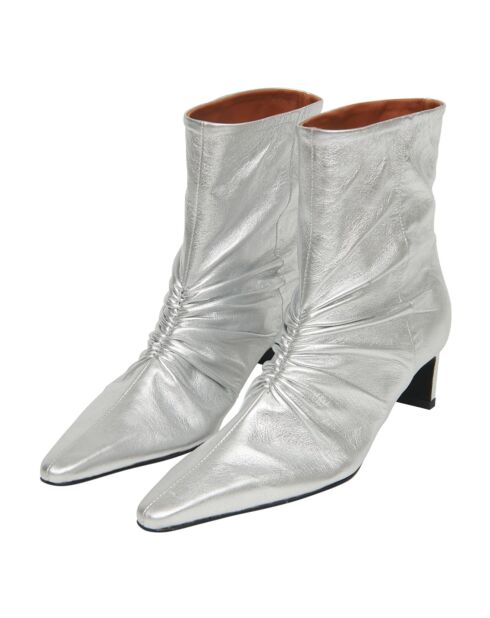 Bottines à talons en Cuir argentées