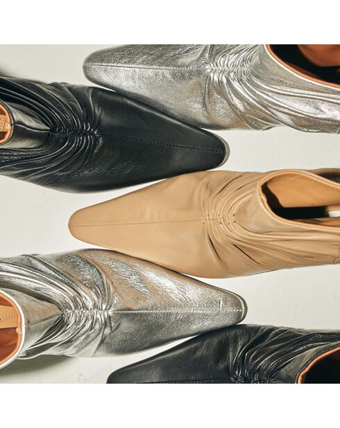 Bottines à talons en Cuir argentées