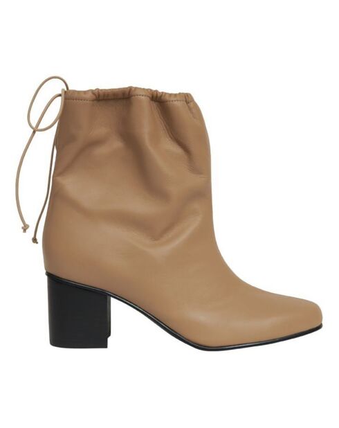Boots mi-hautes en Cuir camel - Talon 6 cm