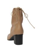 Boots mi-hautes en Cuir camel - Talon 6 cm
