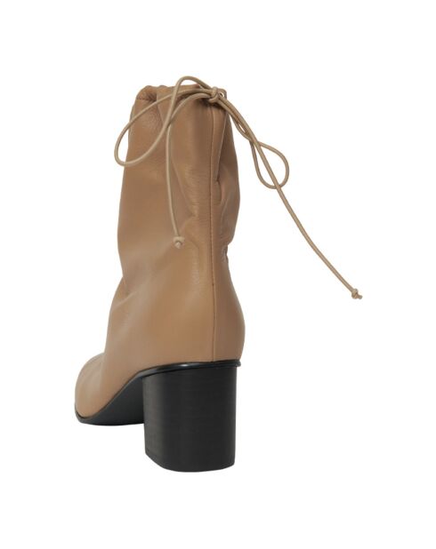 Boots mi-hautes en Cuir camel - Talon 6 cm